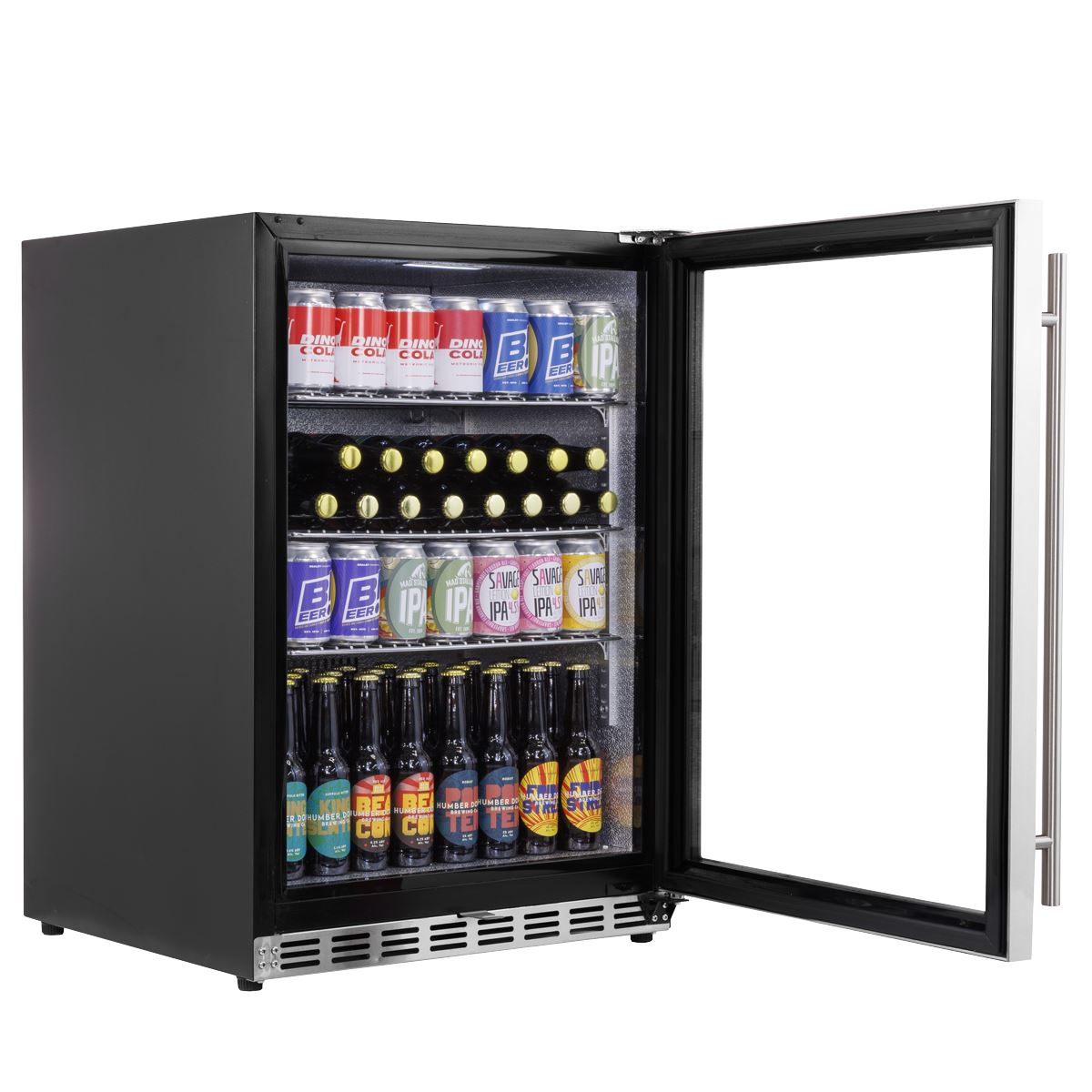 Baridi Outdoor Drinks/Beverage/Bar Fridge with Triple Glazed Door & Security Lock 150L - Stainless Steel  White Rose Tools