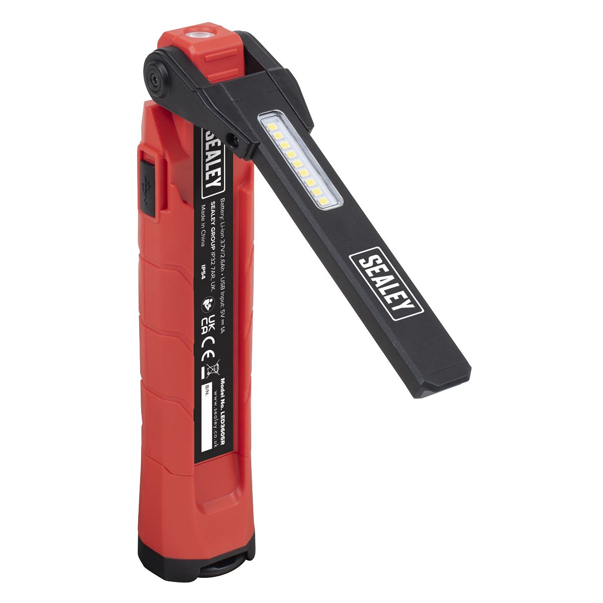 Sealey Rechargeable 360° Inspection Light 10W & 2 x 4W SMD LED Red 