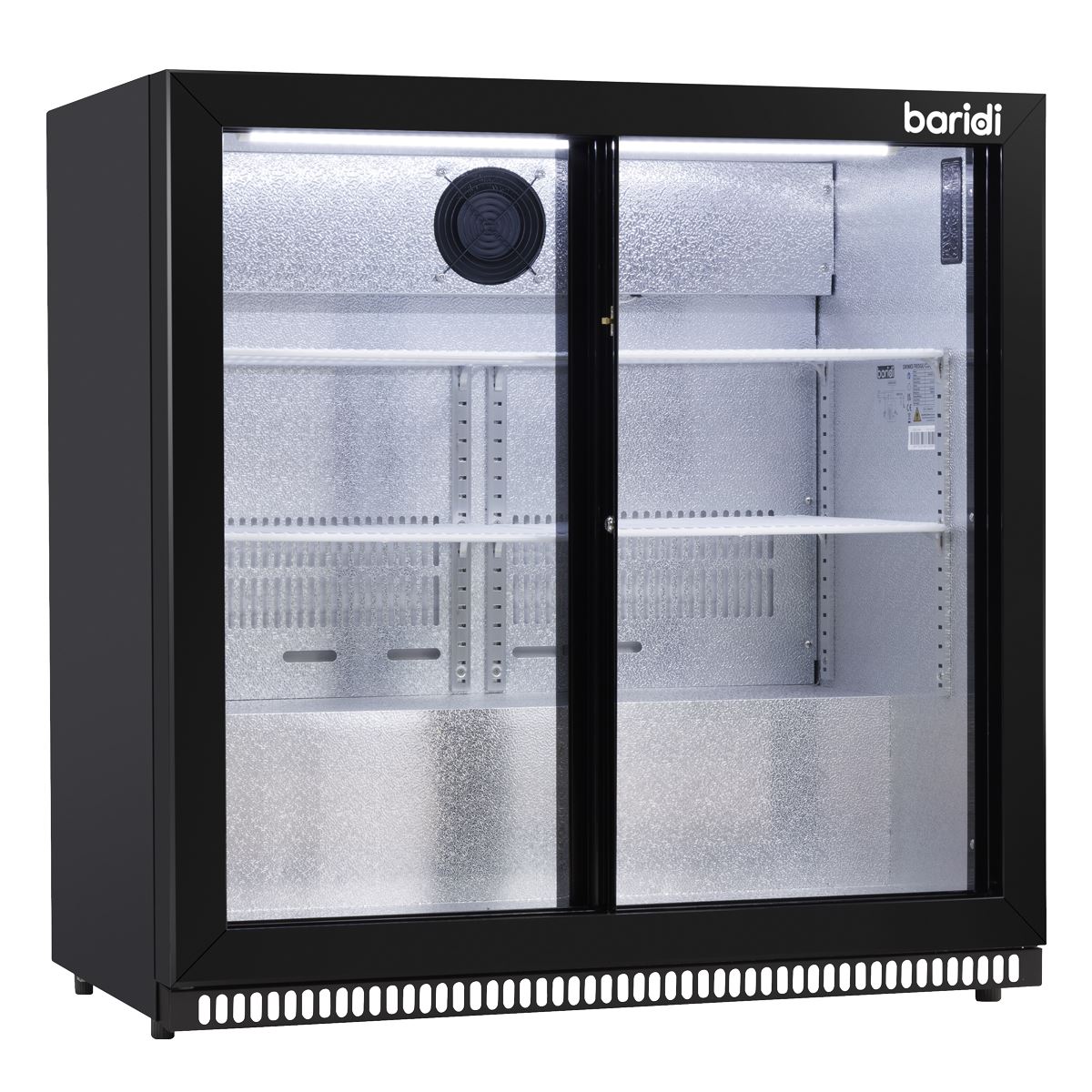 Baridi Back Bar Drinks Fridge/Cooler with Double Sliding Doors, 190L Capacity