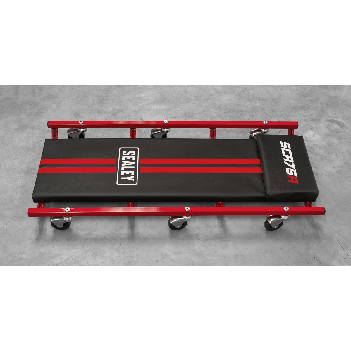Sealey 36" Deluxe American-Style Creeper with Steel Frame & 6 Wheels - Red