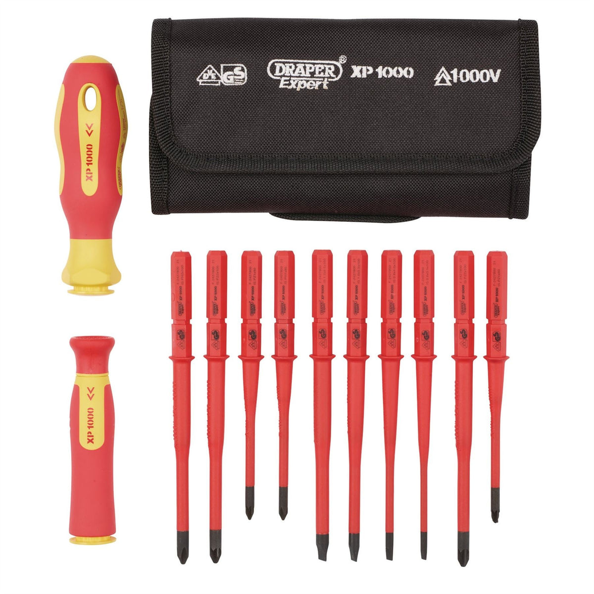 Draper XP1000 VDE Slimline Interchangeable Screwdriver Set (12 Piece) 70867  White Rose Tools