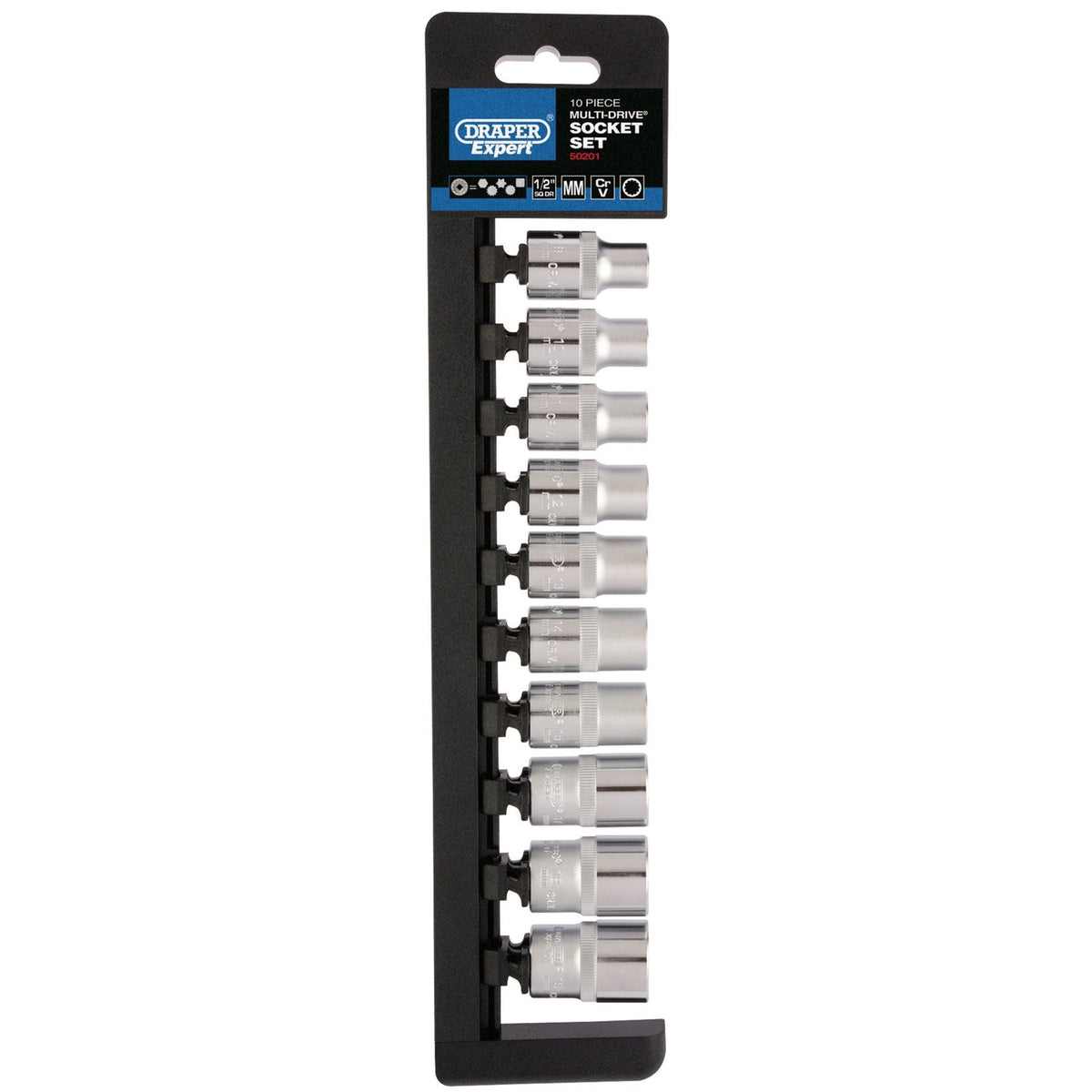 Draper Expert Multi-Drive® Socket Set 1/2" Sq. Dr. (10 Piece) 50201  White Rose Tools