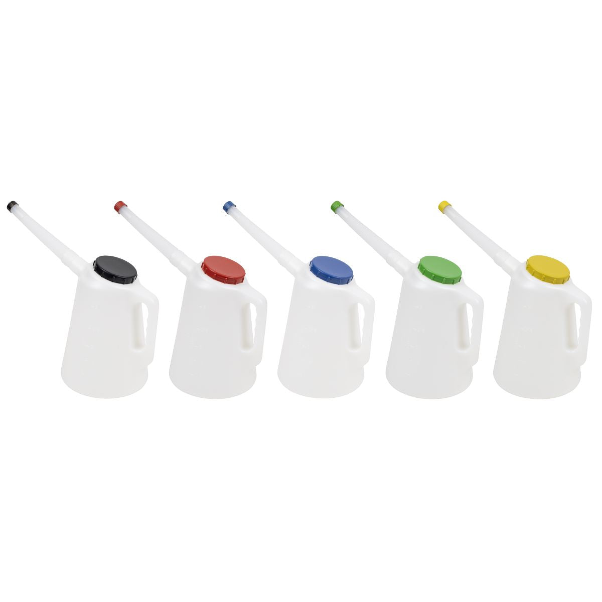 Sealey Oil Containers with Flexible Spouts 3L - Set of 5  White Rose Tools