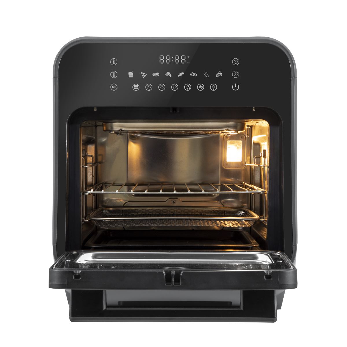 Baridi Steam Air Fryer Oven, Self-Cleaning, 8 Preset Programs, 1635W, 15L, Black