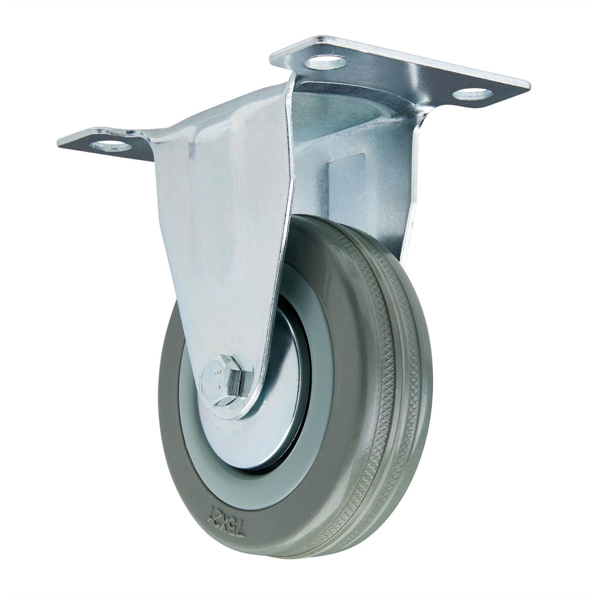 Draper Fixed Plate Fixing Rubber Castor 75mm Diameter S.W.L. 70kg 65477  White Rose Tools