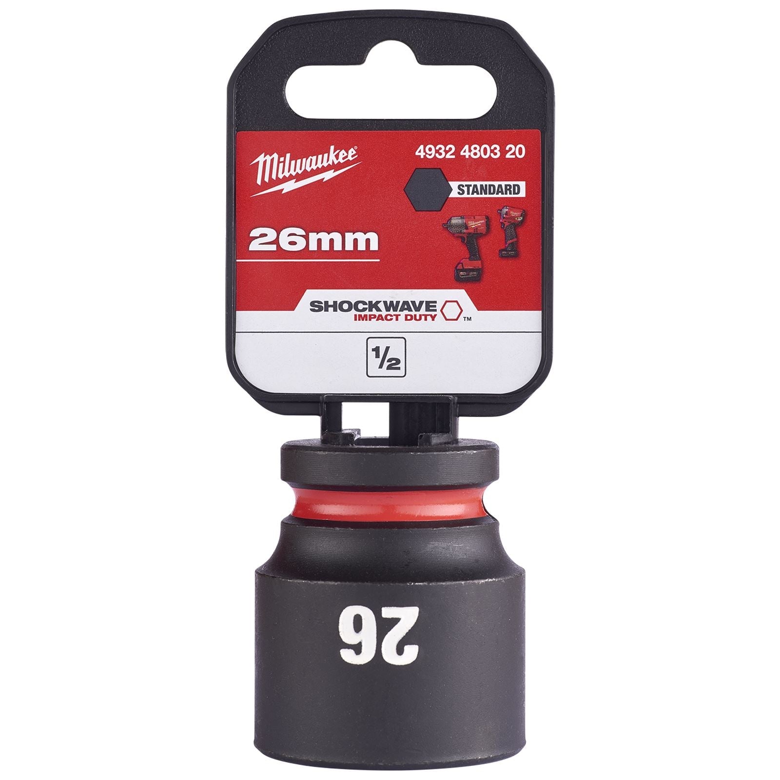 Milwaukee Impact Sockets Standard 1/2" Drive 8-32mm SHOCKWAVE Impact Duty 