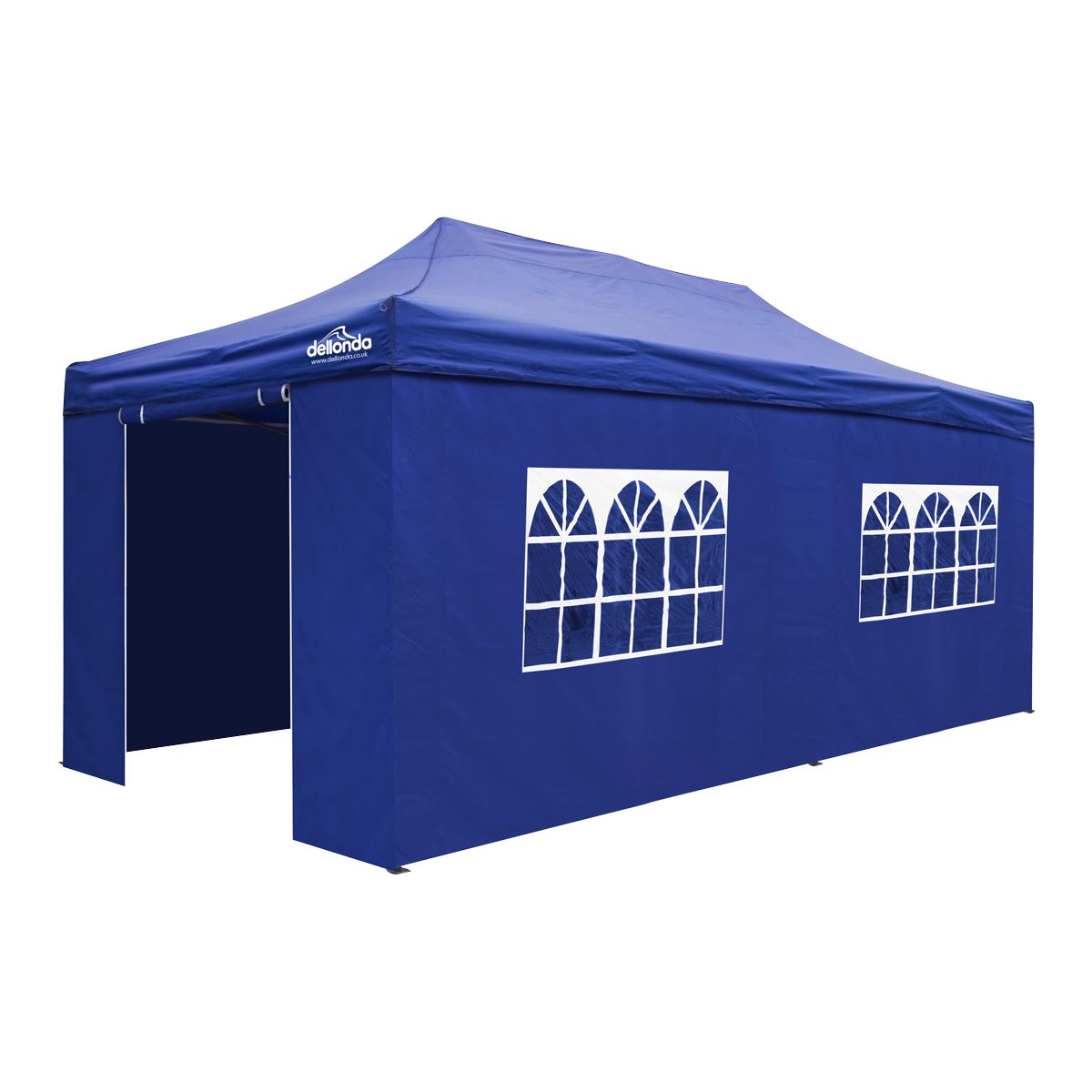 Dellonda Premium 3x6m Pop-Up Gazebo & Side Walls, PVC Coated, Water Resistant Fabric with Carry Bag, Rope, Stakes & Weight Bags - Blue Canopy - DG173
