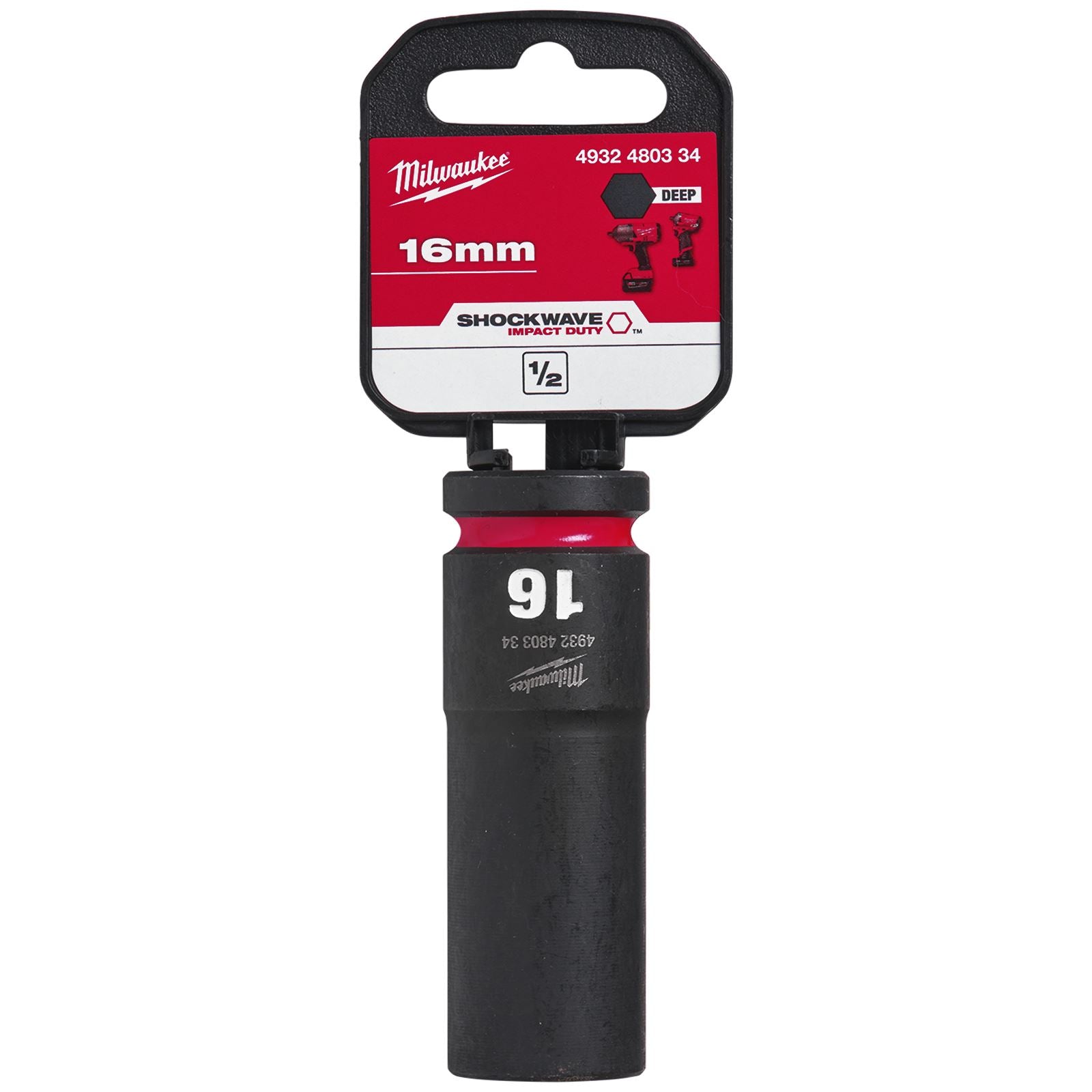 Milwaukee Impact Sockets Deep 1/2" Drive 8-36mm SHOCKWAVE Impact Duty 