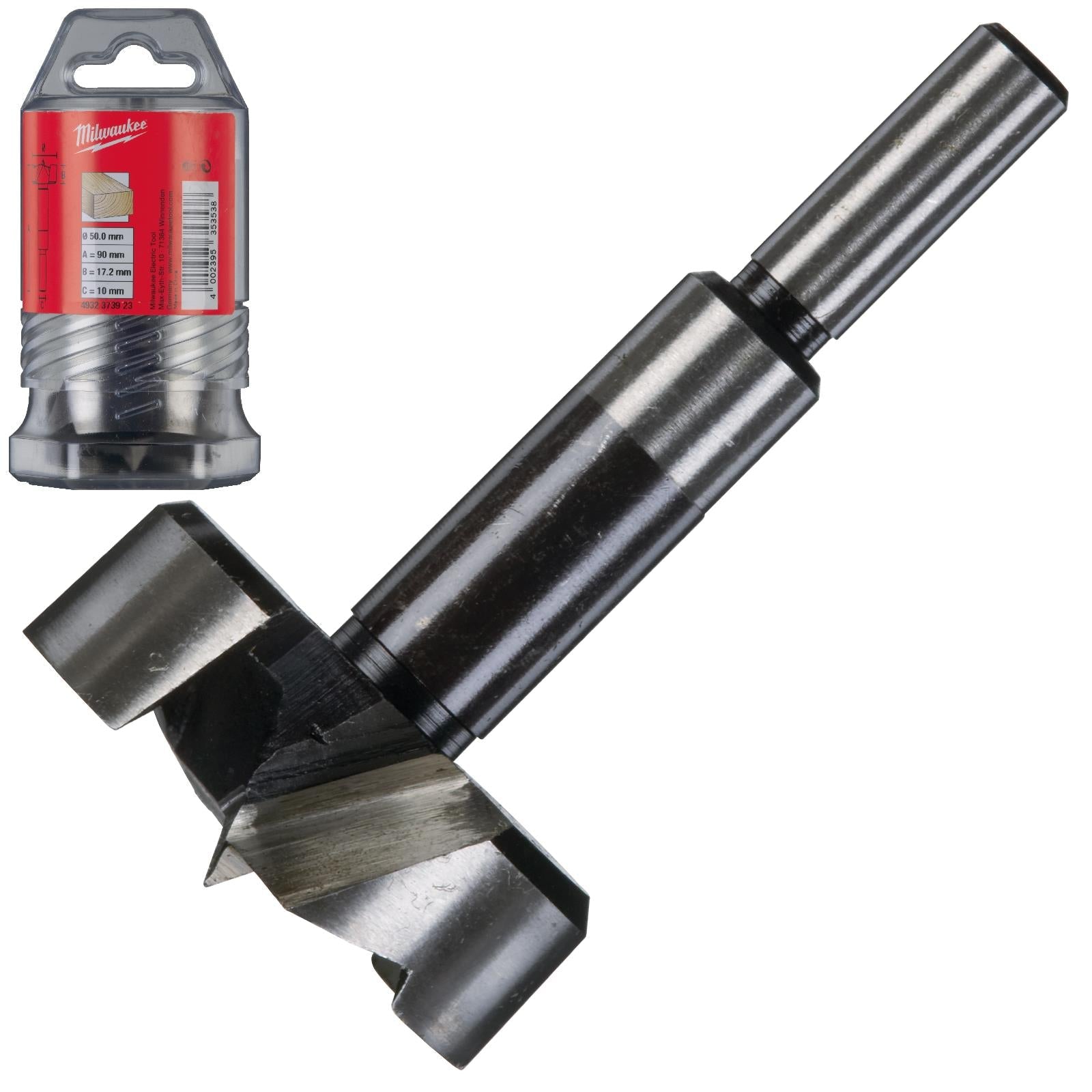 Milwaukee Forstner Wood Drill Bits 9.5mm Round Shank 90mm Long 50mm Working Length 