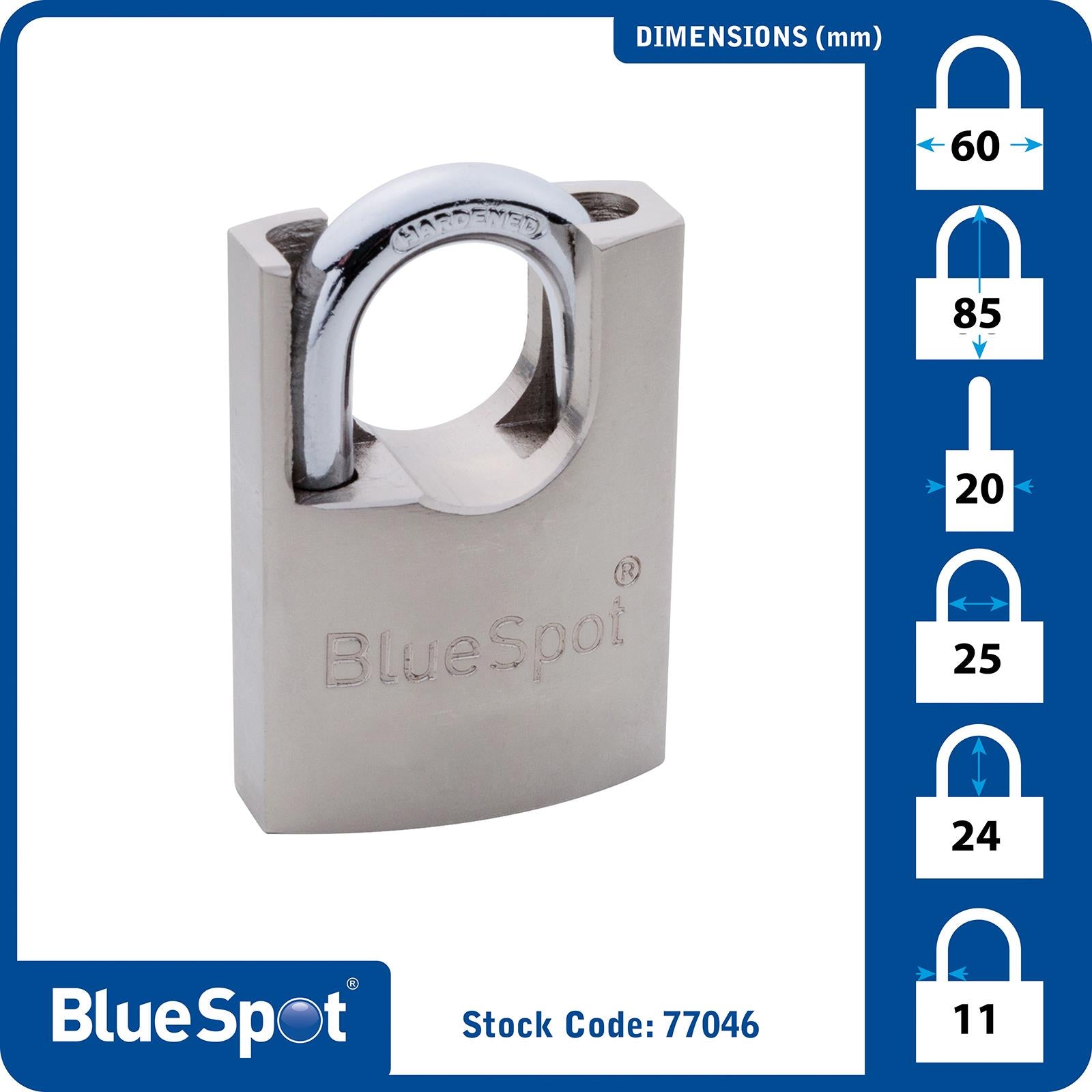 BlueSpot Shrouded Satin Finish Padlock 60mm 