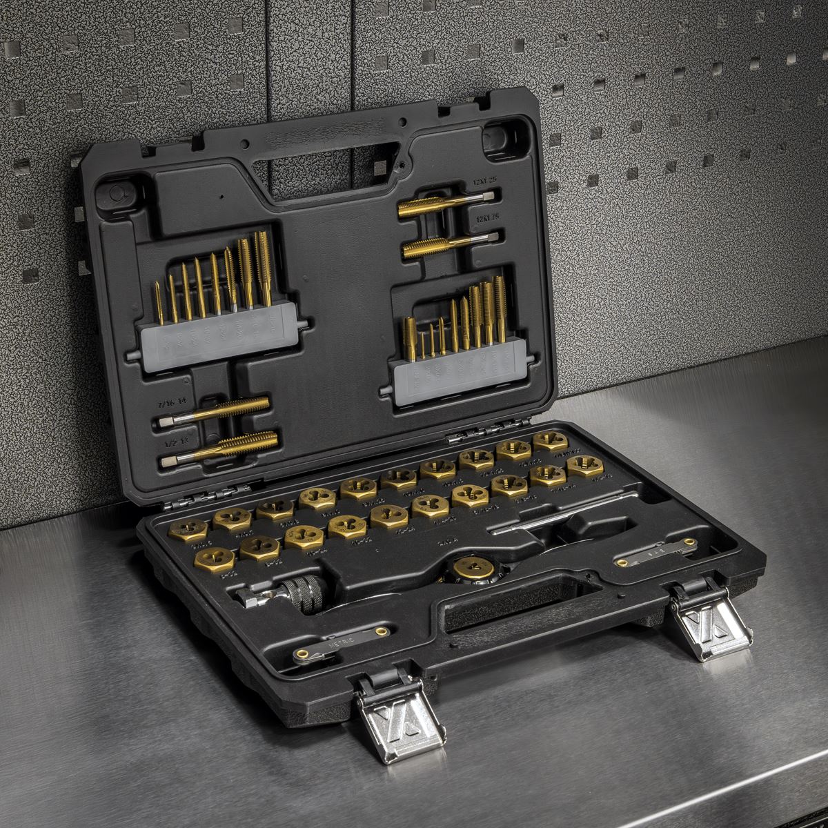 Sealey Premier Metric & SAE/Imperial Titanium Coated Hexagonal Tap & Die Set 46pc 