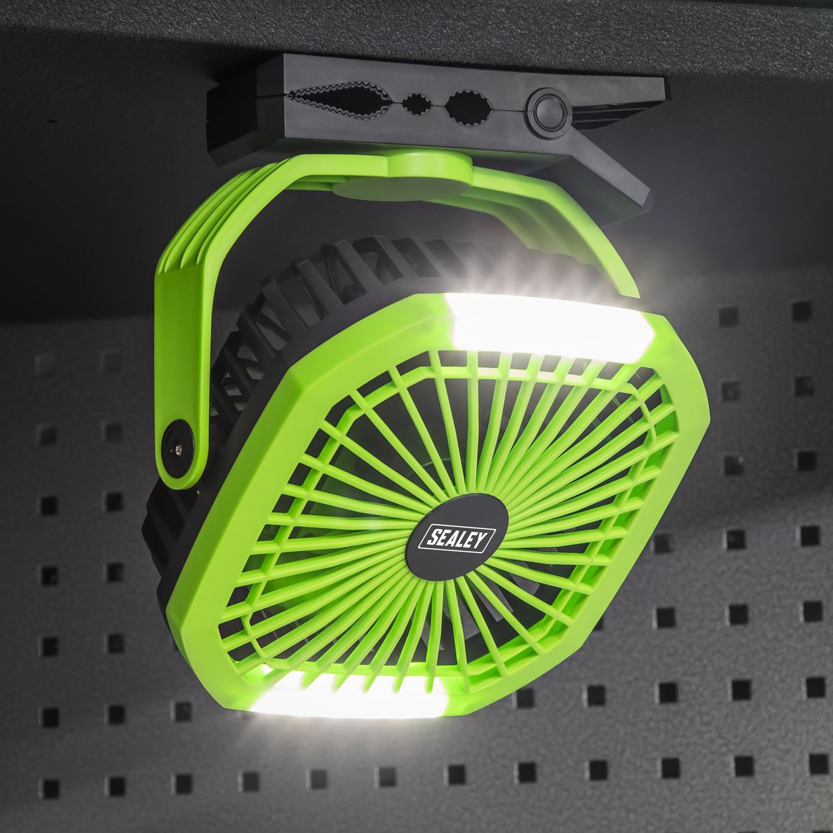 Sealey Portable Clip Fan with Worklight 8" 4 Speeds