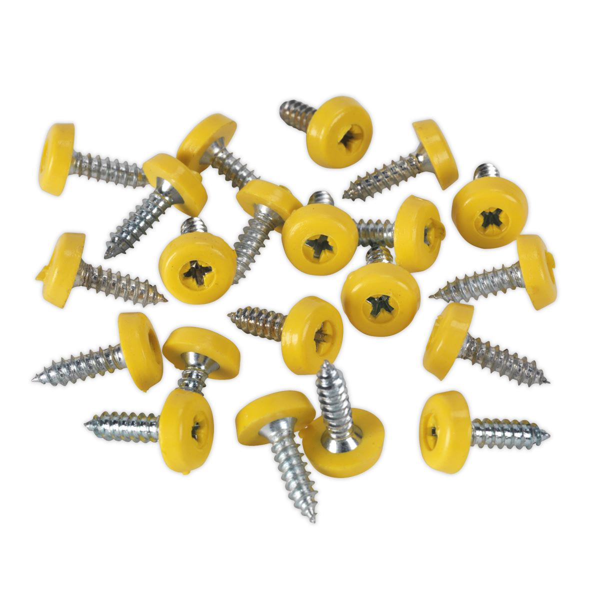 Sealey Numberplate Screw Plastic Enclosed Head 4.8 x 18mm Yellow Pack of 50 