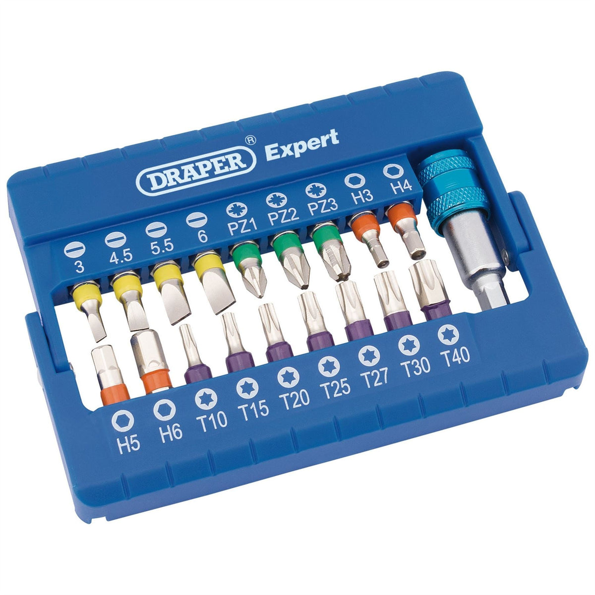 Draper Expert Coloured Screwdriver Bit Set (19 Piece) 82402  White Rose Tools