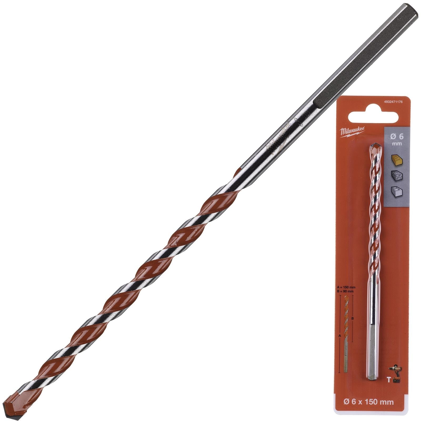 Milwaukee Premium Concrete Masonry Drill Bits 3 Flat Shank Hammer and Rotary 
