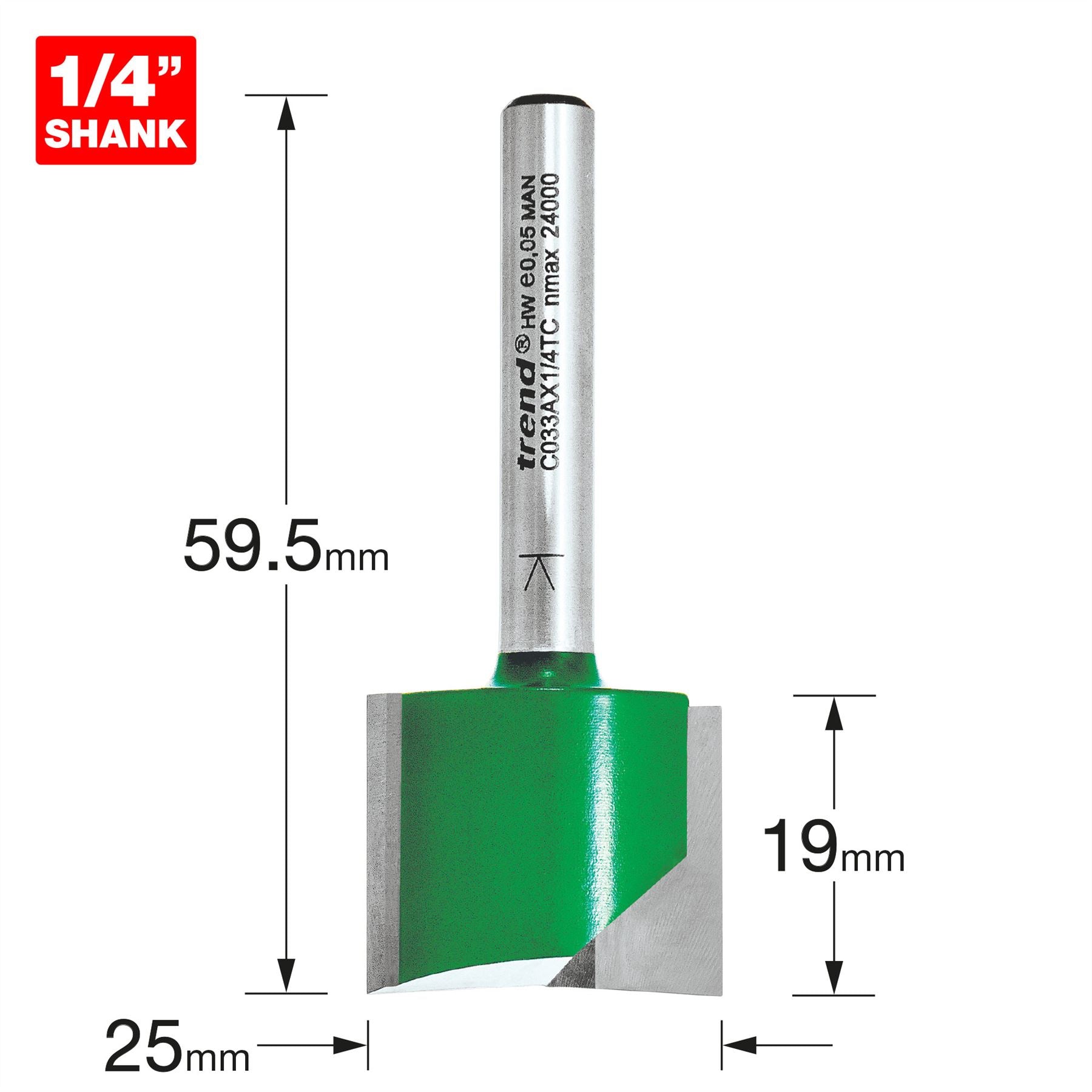Trend Two Flute Cutter 25mm Diameter C033AX1/4TC