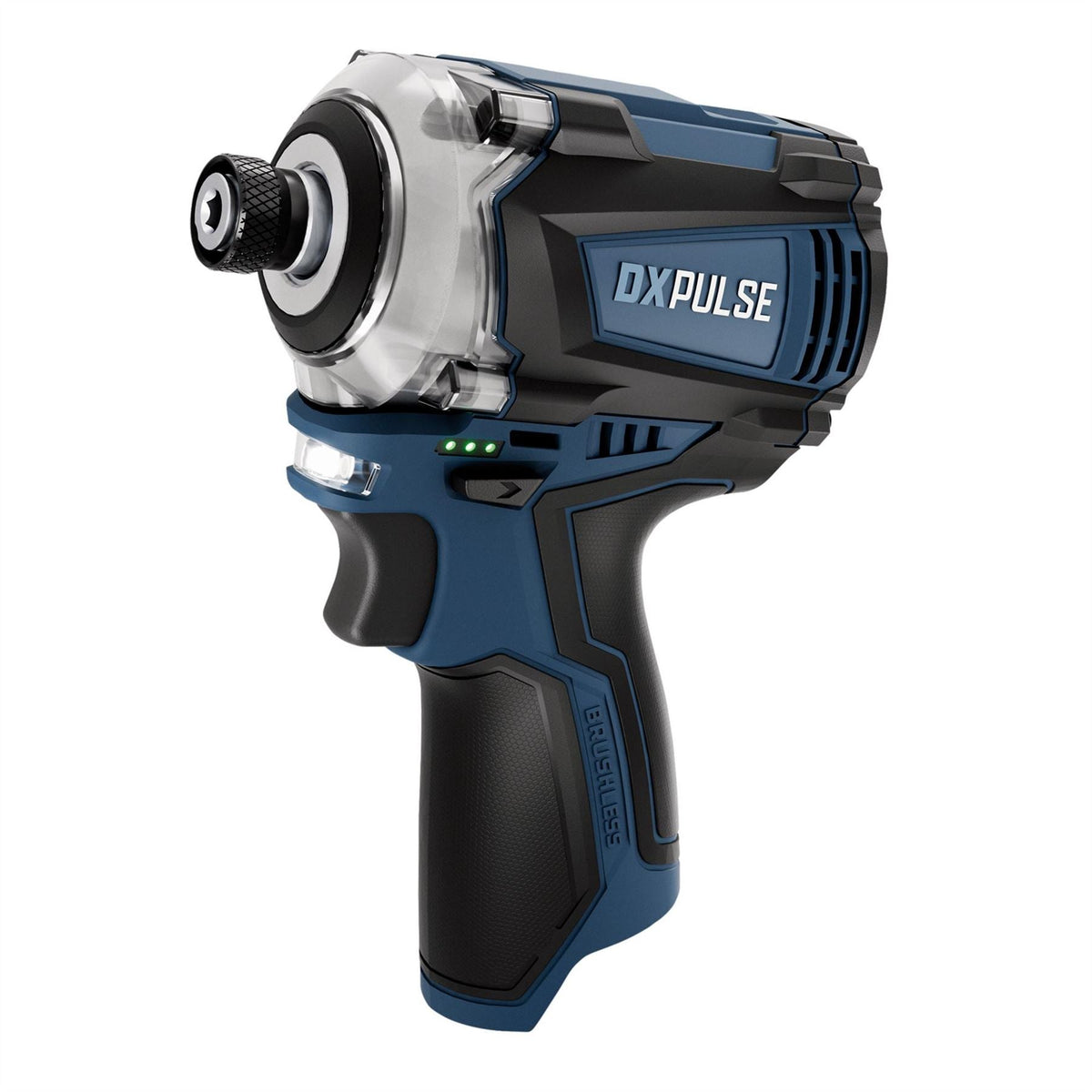 Draper DXPULSE 12V Brushless Impact Driver Kit 1/4" Sq. Dr. 1 x 5.0Ah Battery 1 x Fast Charger 27962  White Rose Tools