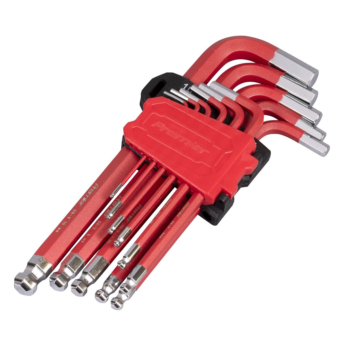 Sealey Premier Ball-End Hex Key Set Long Metric 11pc  White Rose Tools