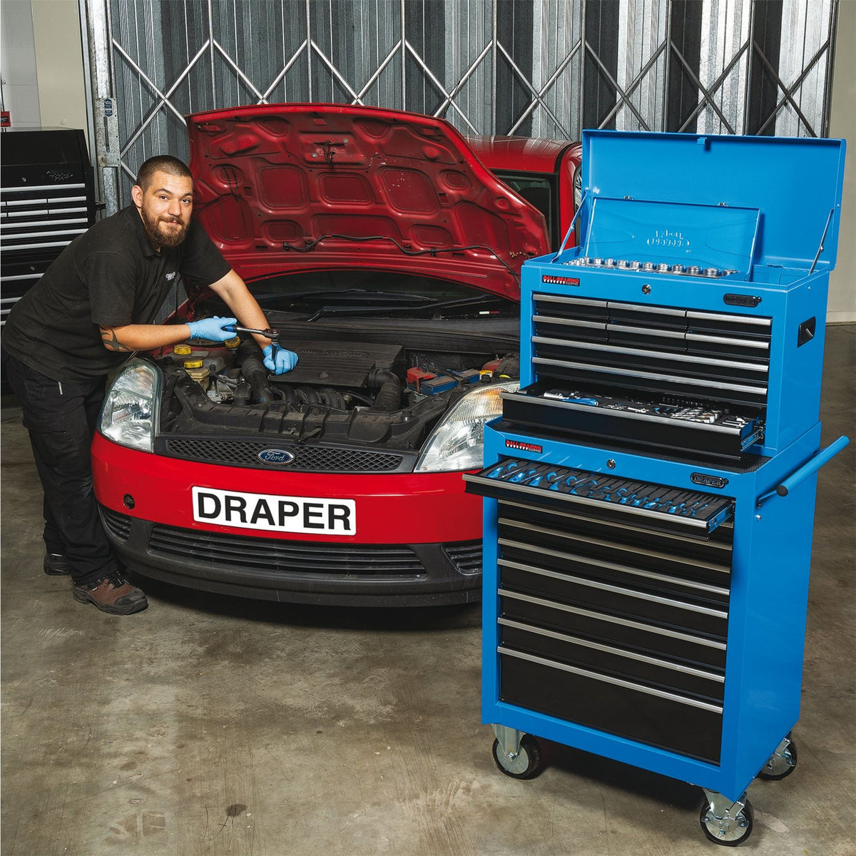 Draper Tool Chest 9 Drawer 26" Blue 14910  White Rose Tools