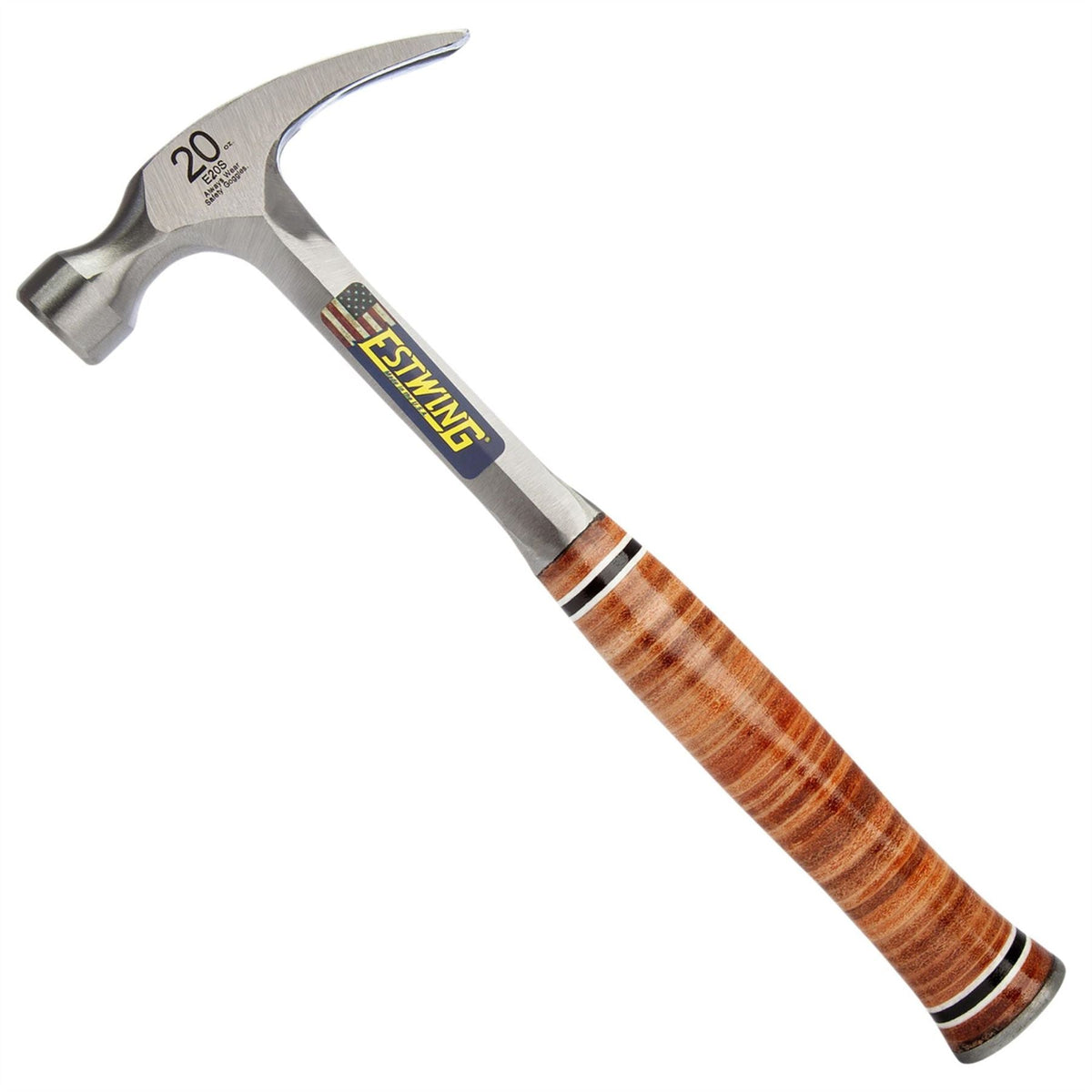 Estwing E20S Straight Claw Hammer with Leather Grip 20oz/560g 23514  White Rose Tools