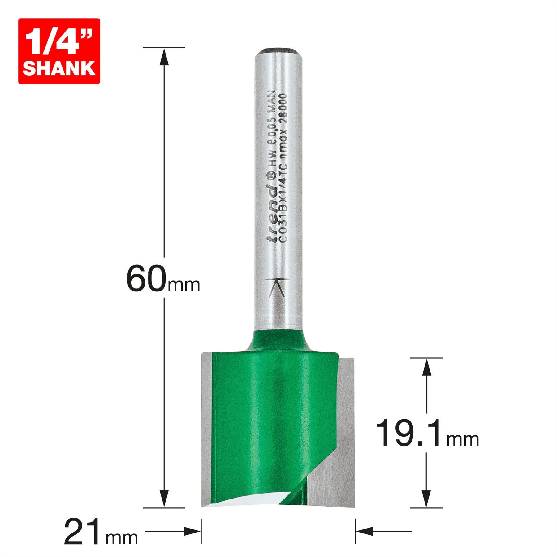 Trend Two Flute Cutter 21mm Diameter C031BX1/4TC