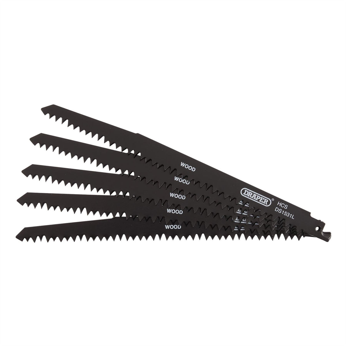 Draper Reciprocating Saw Blades for Wood Cutting 240mm 5tpi (Pack of 5) 38803  White Rose Tools