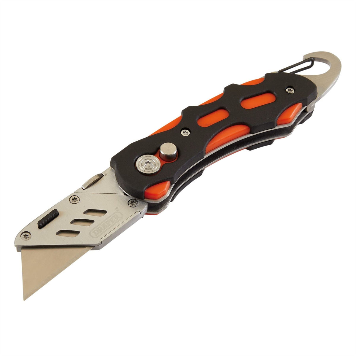 Draper Folding Trimming Knife with Belt Clip Green/Orange 24424  White Rose Tools