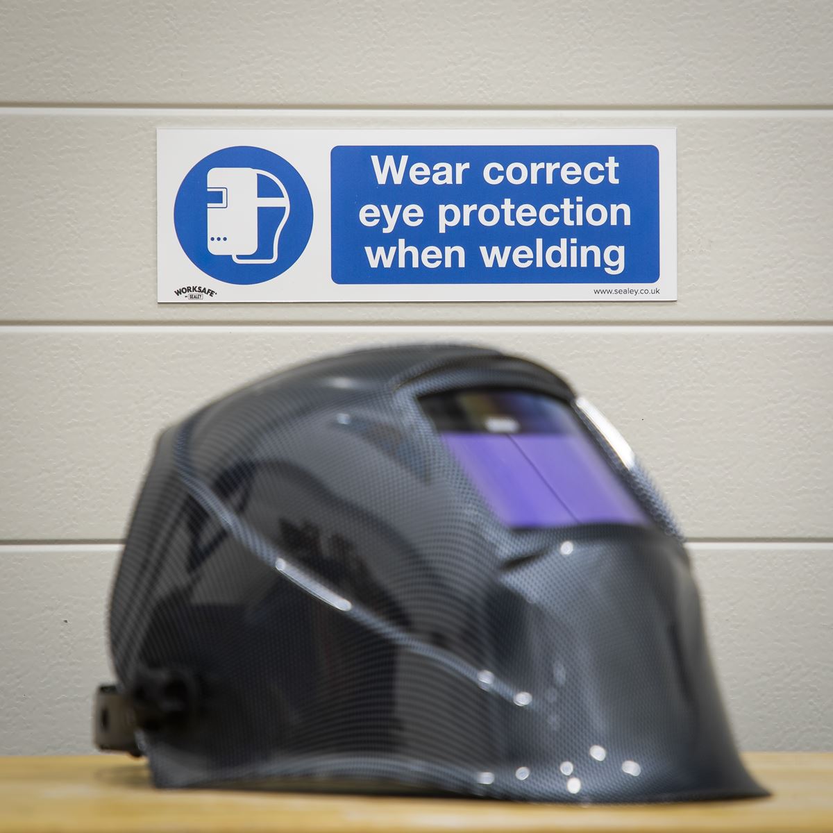 Worksafe by Sealey Mandatory Safety Sign - Wear Eye Protection When Welding - Rigid Plastic