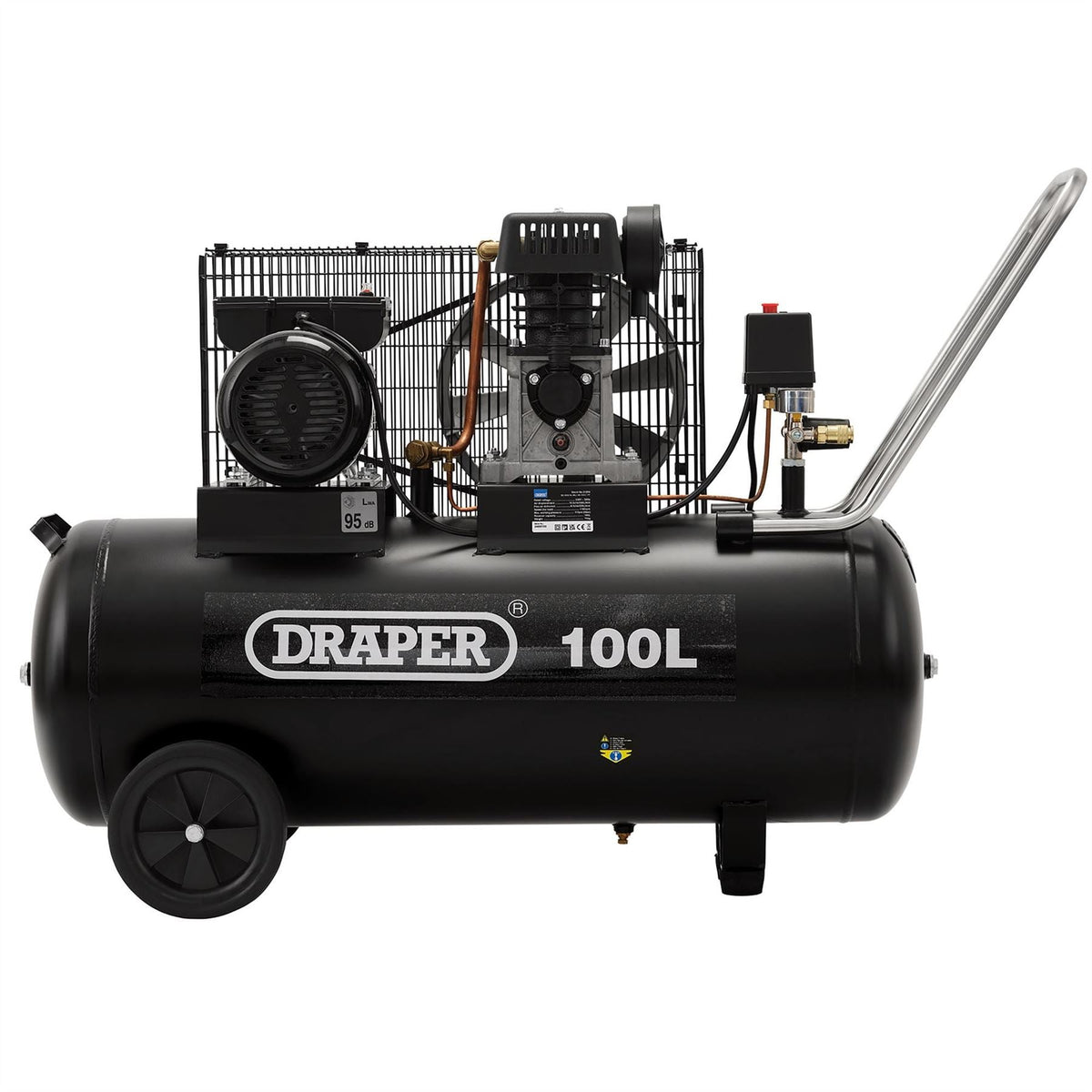 Draper 230V 100L Belt-Driven Air Compressor 2.2kW/3HP 31254  White Rose Tools