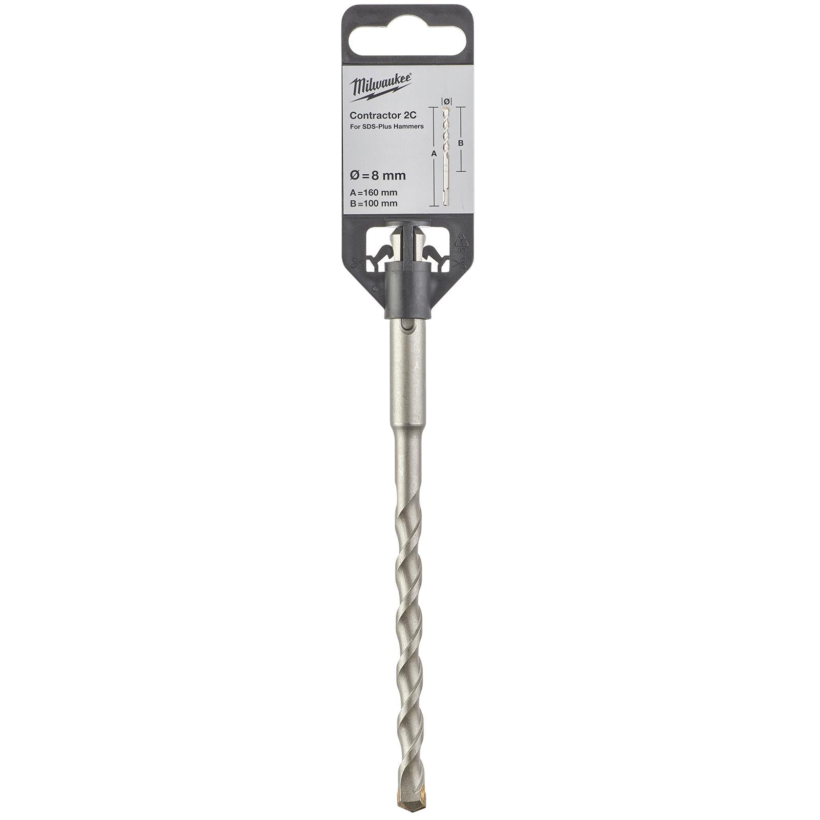 Milwaukee SDS Plus Contractor Hammer Drill Bits 2 Cut 