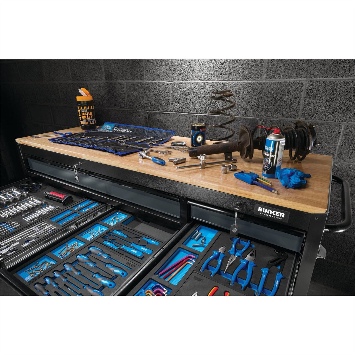 BUNKER 15 Drawer Workbench Roller Tool Cabinet 72" Grey 27242  White Rose Tools