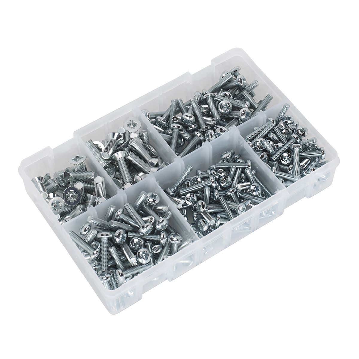 Sealey Countersunk & Pan Head Pozi Machine Screw Assortment M5-M8 264pc