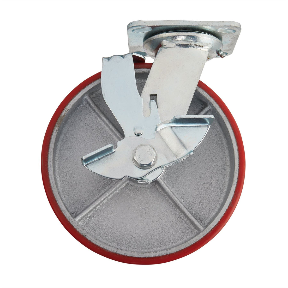 Draper Swivel Plate Fixing Heavy Duty Polyurethane Wheel with Brake 200mm Diameter S.W.L. 500kg 65533  White Rose Tools