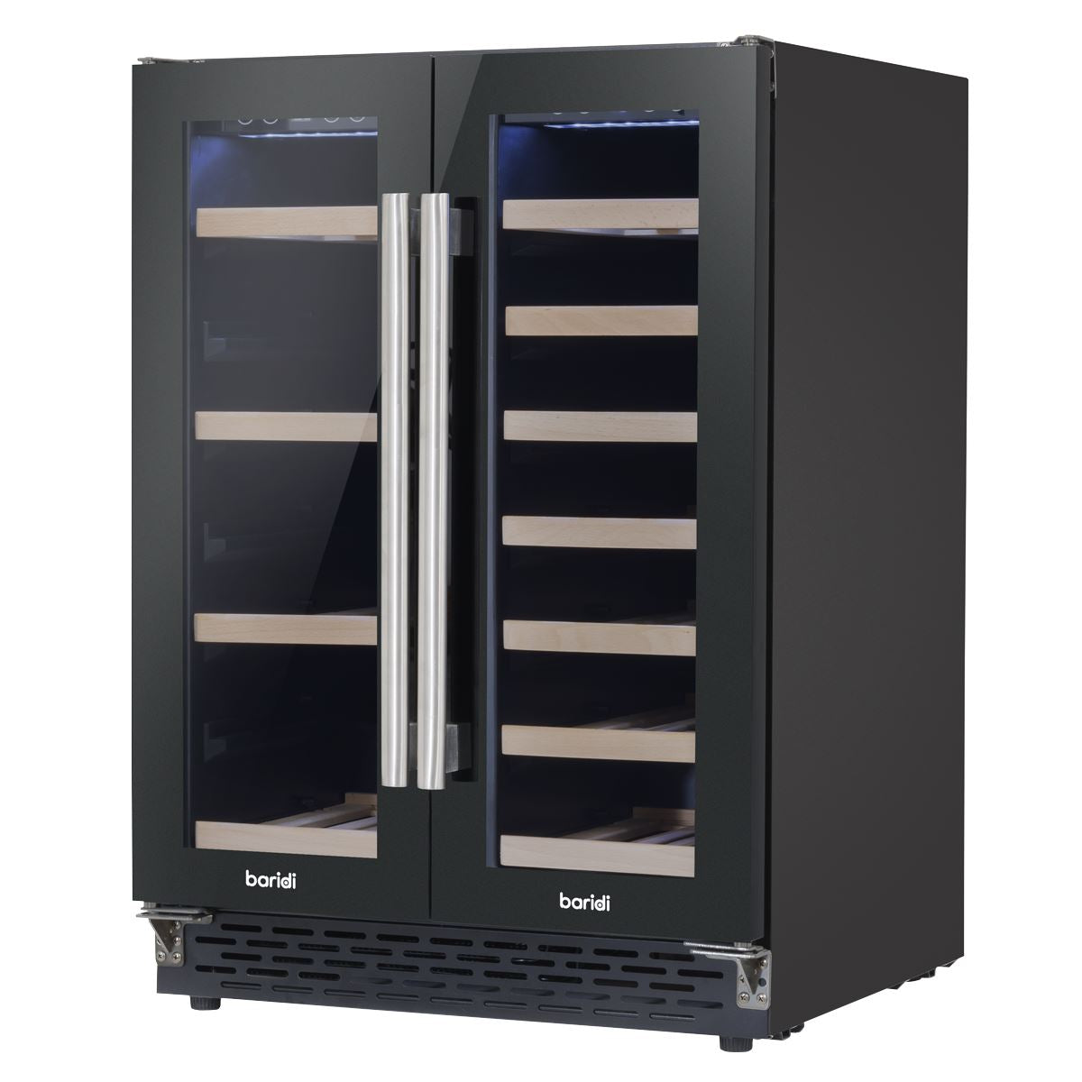 Baridi 60cm Dual Zone Wine Cooler and Drinks Fridge 40 Bottle/120 Can Built-In Under Counter/Freestanding Glass Fronted Bar Drinks Fridge Chiller