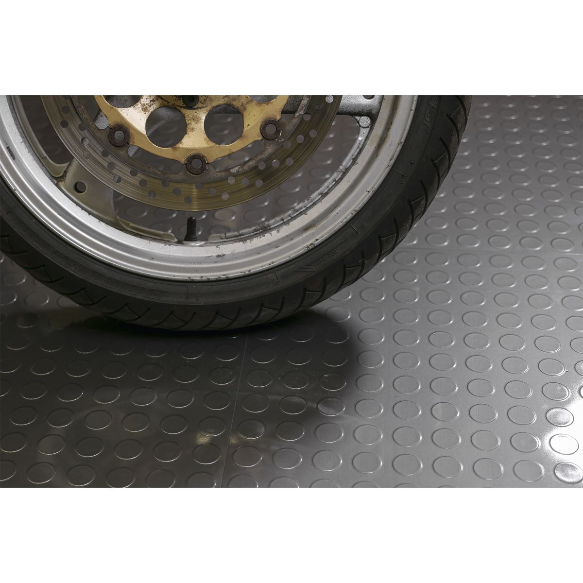 Sealey Vinyl Floor Tile with Peel & Stick Backing - Silver Coin Pack of 16
