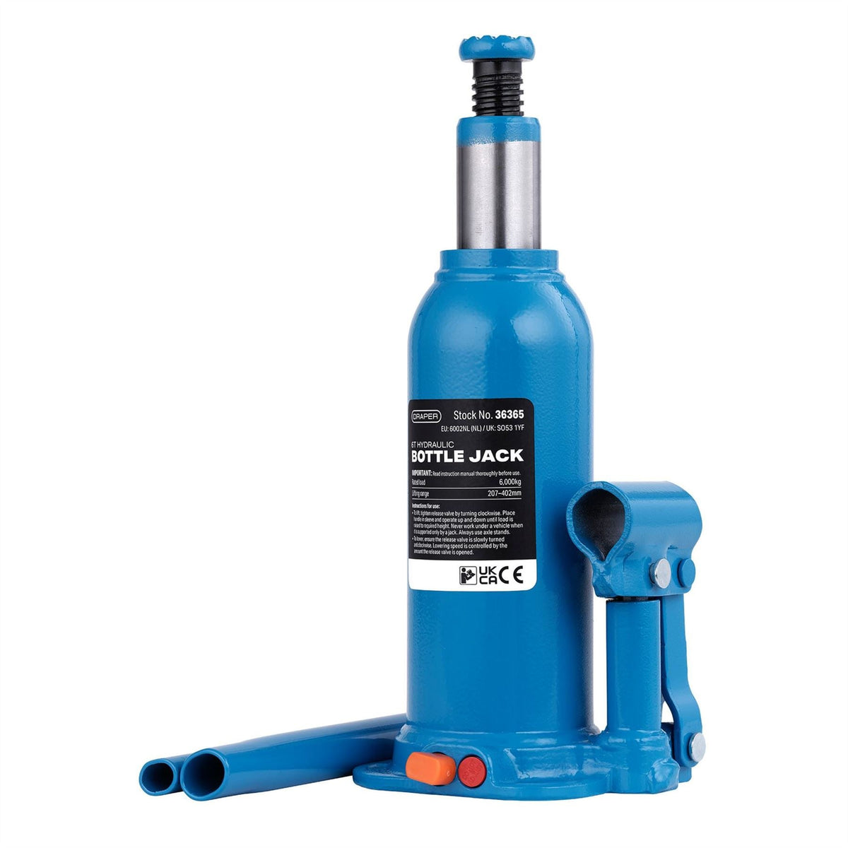 Draper Hydraulic Bottle Jack 6 Tonne 36365  White Rose Tools