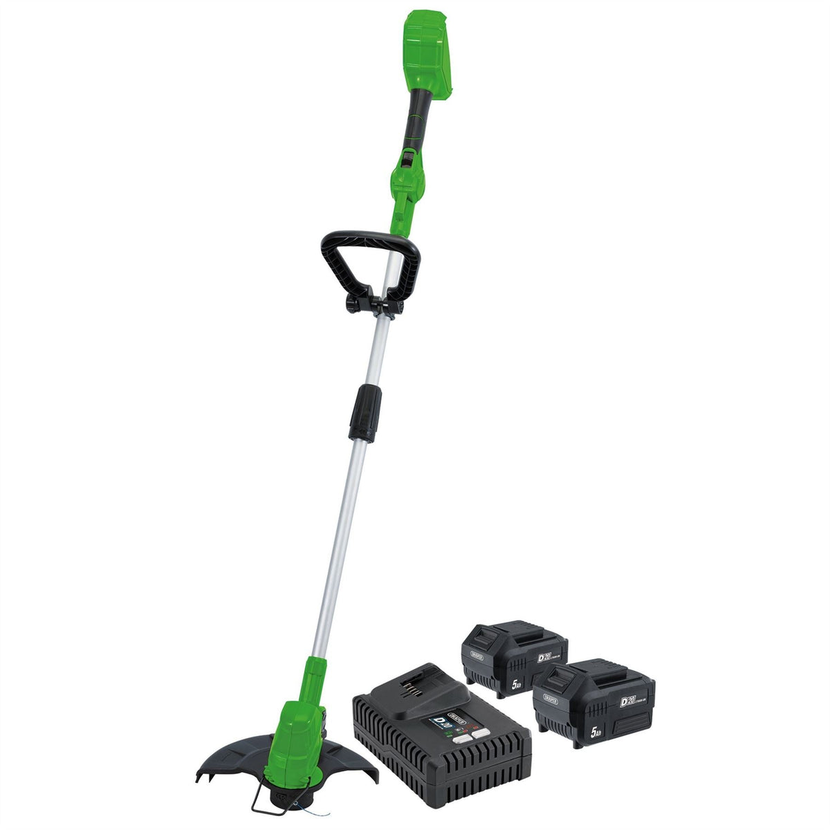 Draper D20 40V Grass Trimmer Kit 2 x 5.0Ah Battery 1 x Fast Charger 94580  White Rose Tools