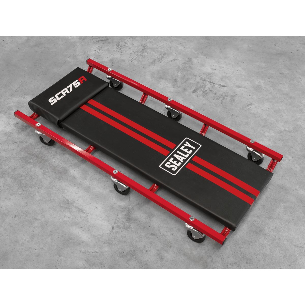 Sealey 36" Deluxe American-Style Creeper with Steel Frame & 6 Wheels - Red