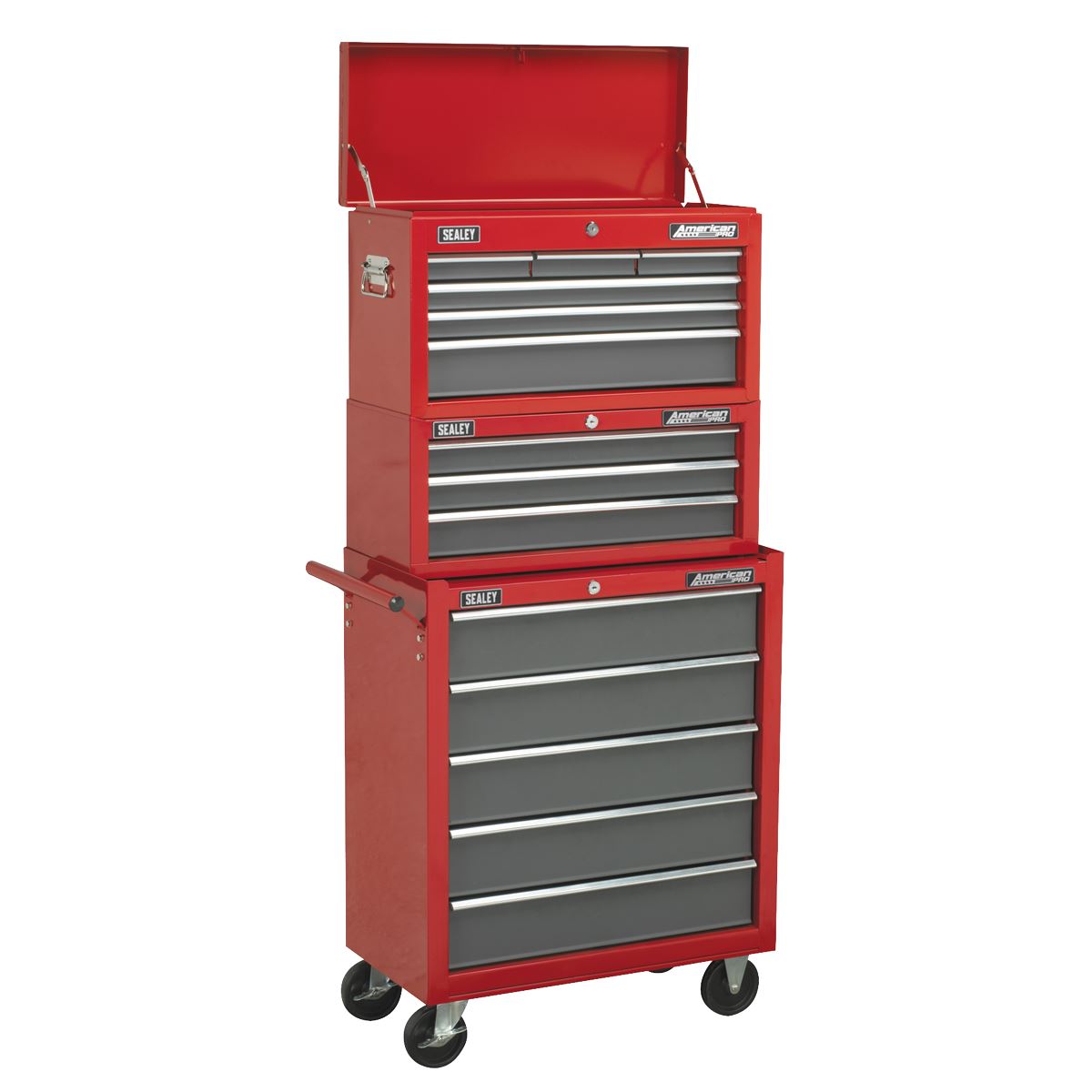 Sealey American Pro Topchest 6 Drawer with Ball-Bearing Slides - Red/Grey 