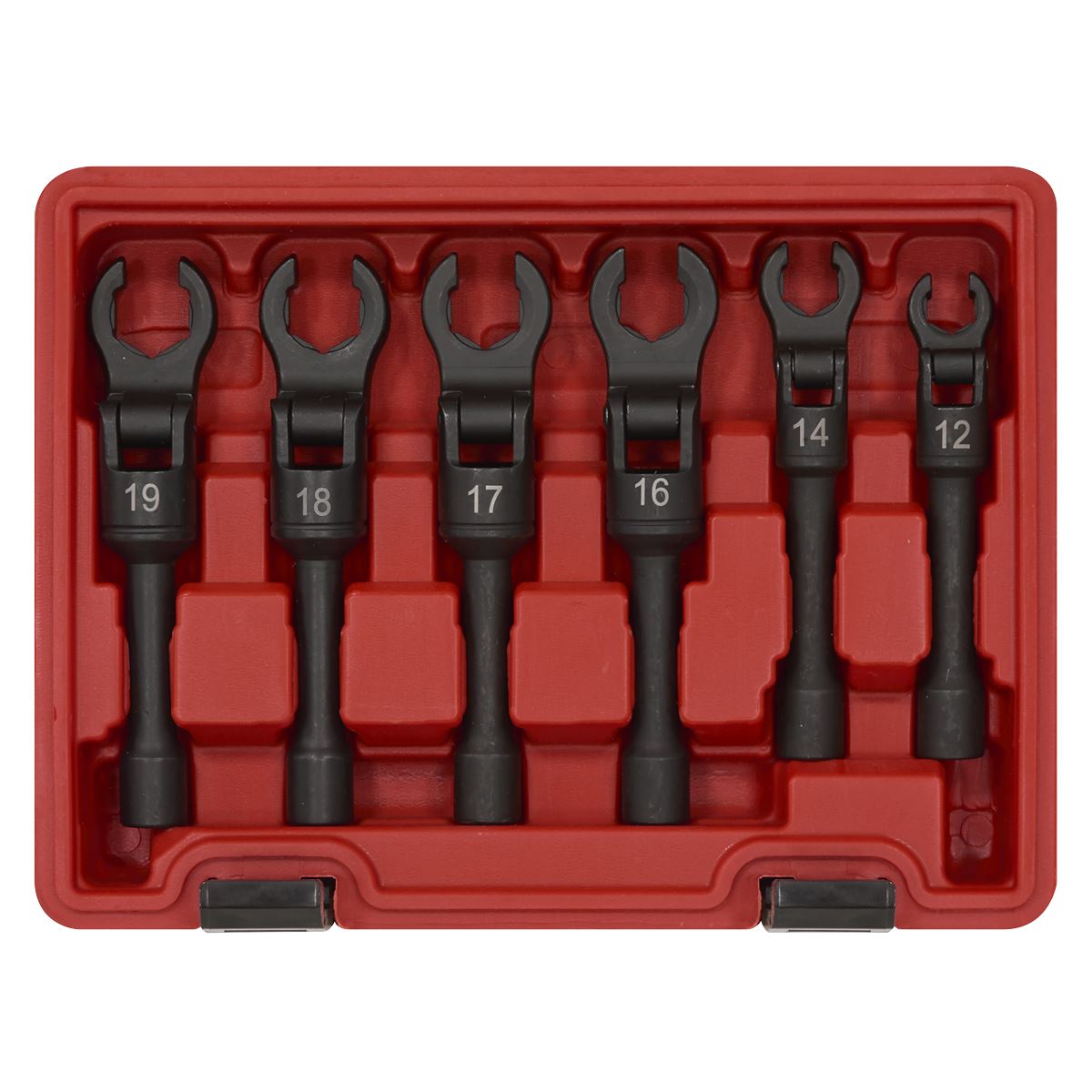 Sealey Flexi-Head Flare Nut Diesel Injection Wrench Set 6pc 3/8"Sq Drive  White Rose Tools
