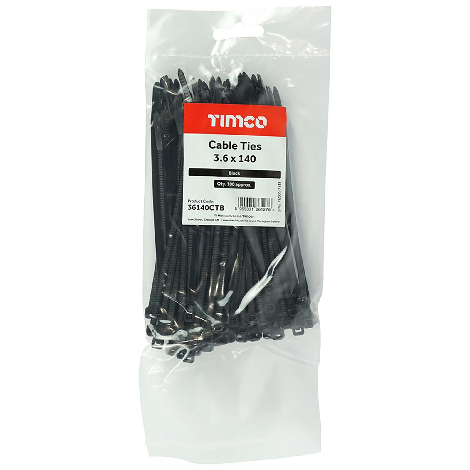 TIMCO Cable Ties Tie Wraps Black BS EN 62275 - Choose Size