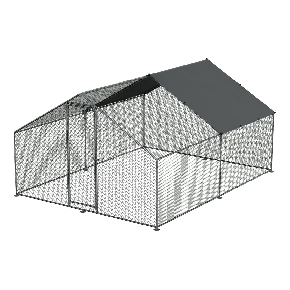 Dellonda 3 x 4 x 2m Walk-In Chicken Run, Galvanized Steel, Roof Cover, PVC Coated Chicken Wire