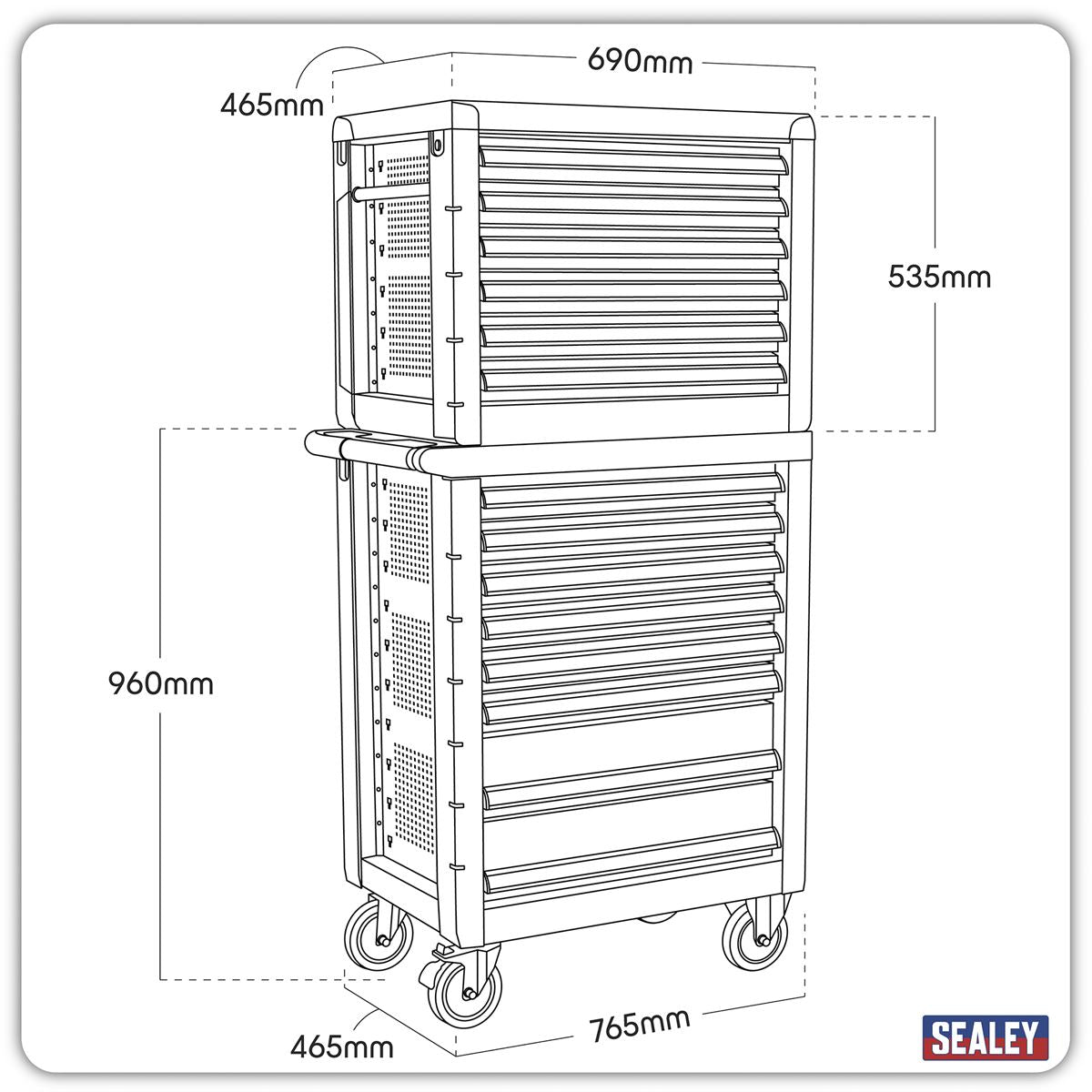 Sealey Premier Rollcab 8 Drawer with Ball-Bearing Slides 