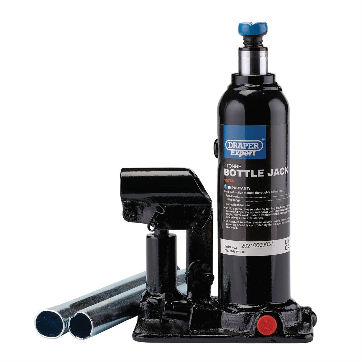 Draper Expert Hydraulic Bottle Jack 2 Tonne 99766  White Rose Tools
