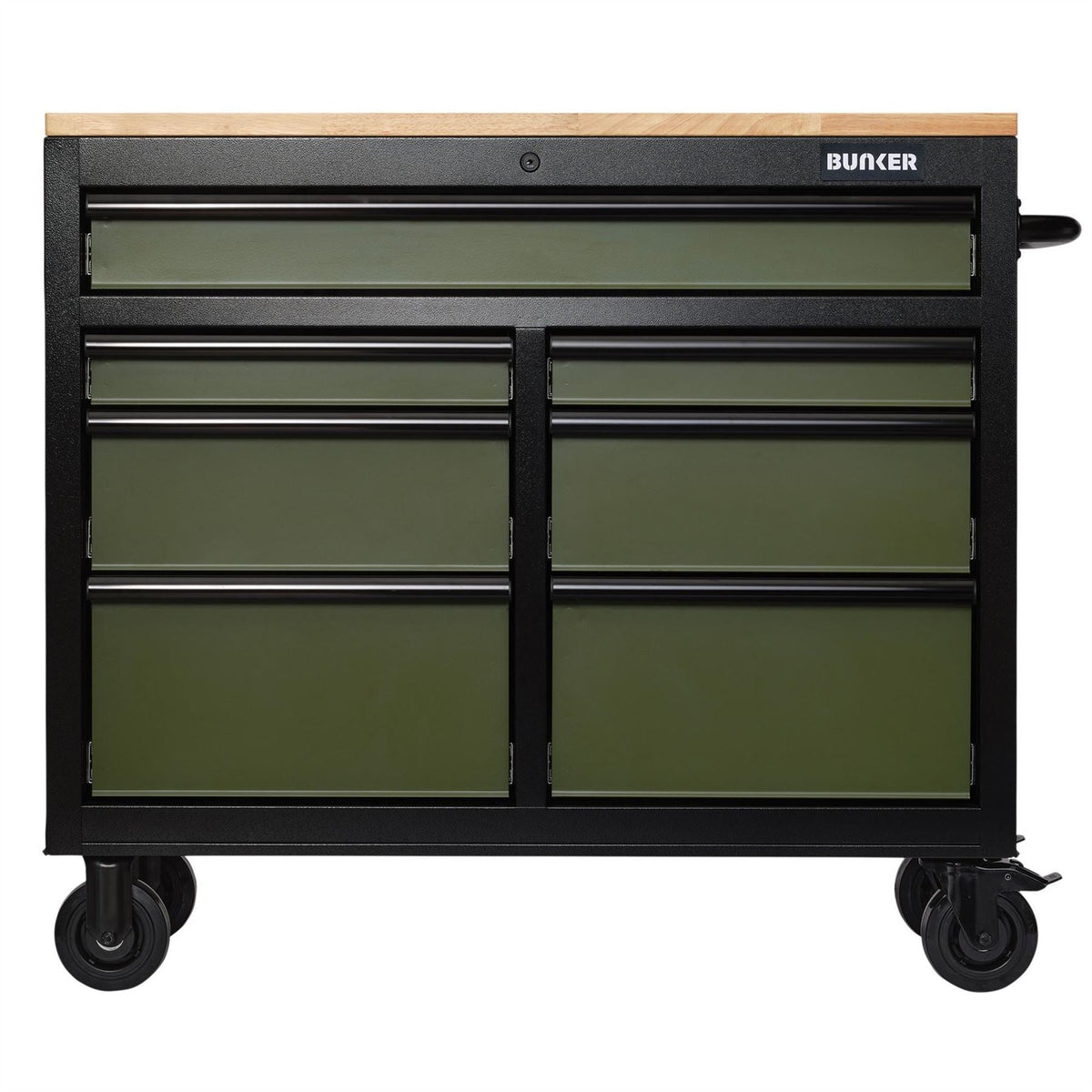 BUNKER 7 Drawer Workbench Roller Tool Cabinet 41" Green 27209  White Rose Tools