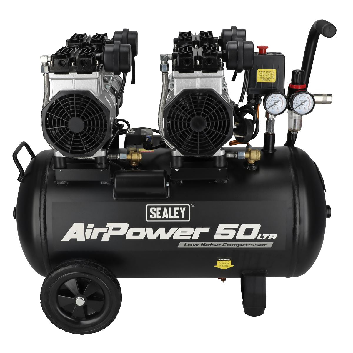 Sealey 50L Low Noise Oil Free Direct Drive Air Compressor 2 x 2hp