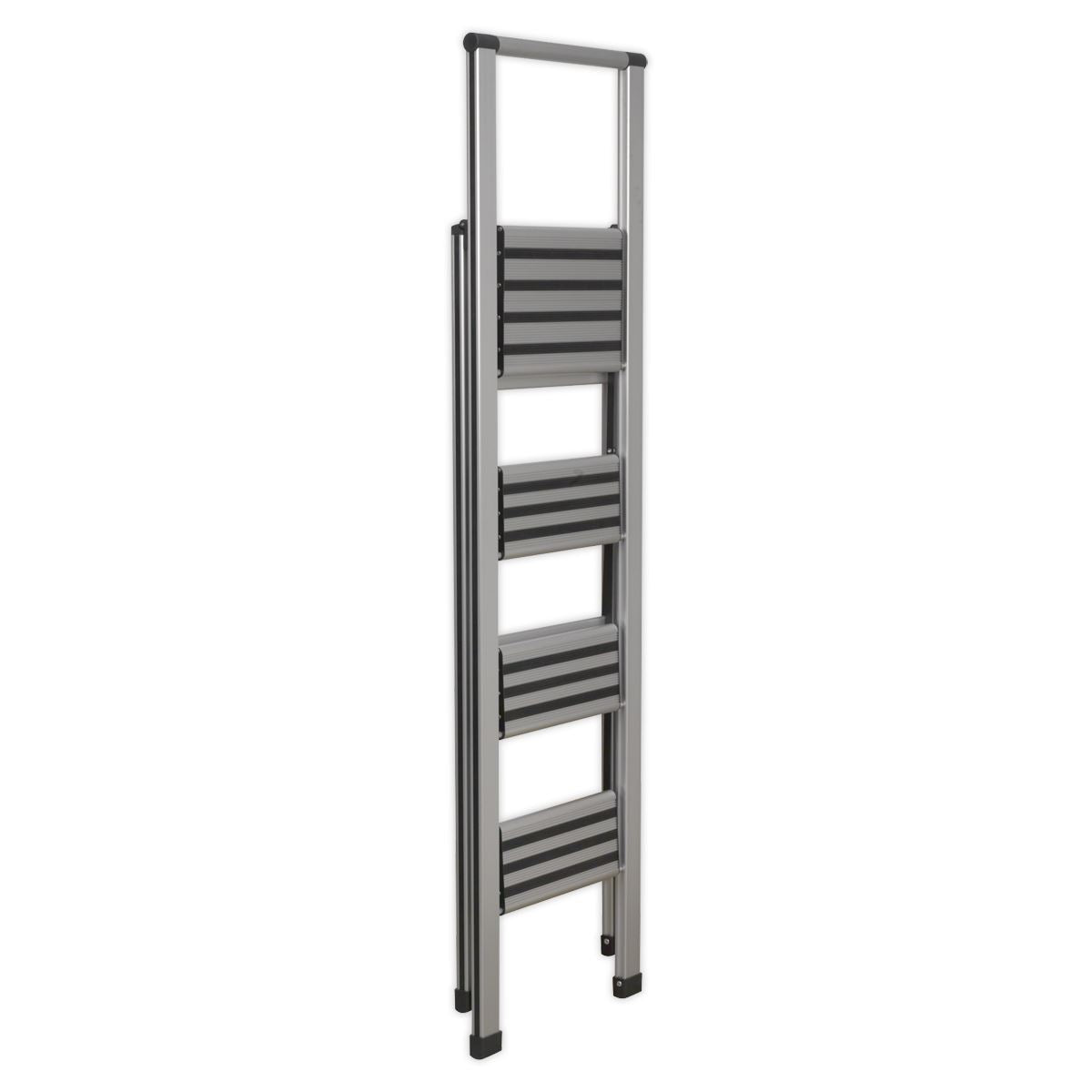 Sealey Aluminium Professional Folding Step Ladder 4-Step 150kg Capacity 