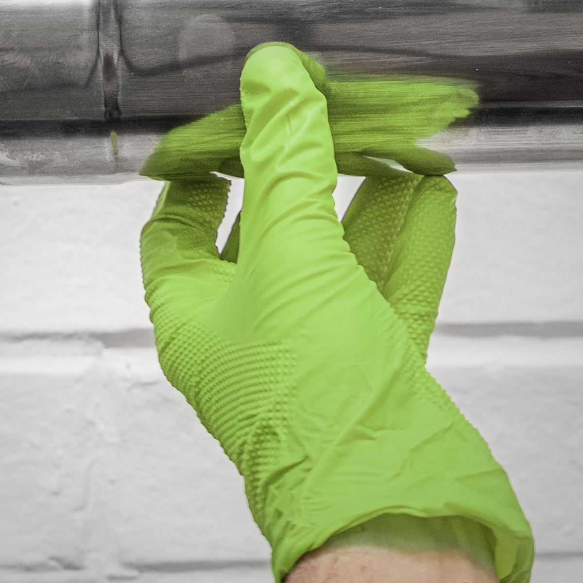Sealey Diamond Grip Extra-Thick Nitrile Powder-Free Gloves, Hi-Vis Green, Large - Pack of 50  White Rose Tools