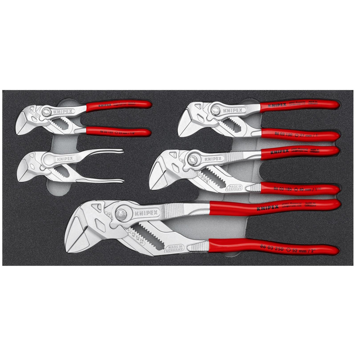KNIPEX Pliers Wrench Set 5 Pieces in Foam Tray 100-250mm 00 20 01 V24  White Rose Tools