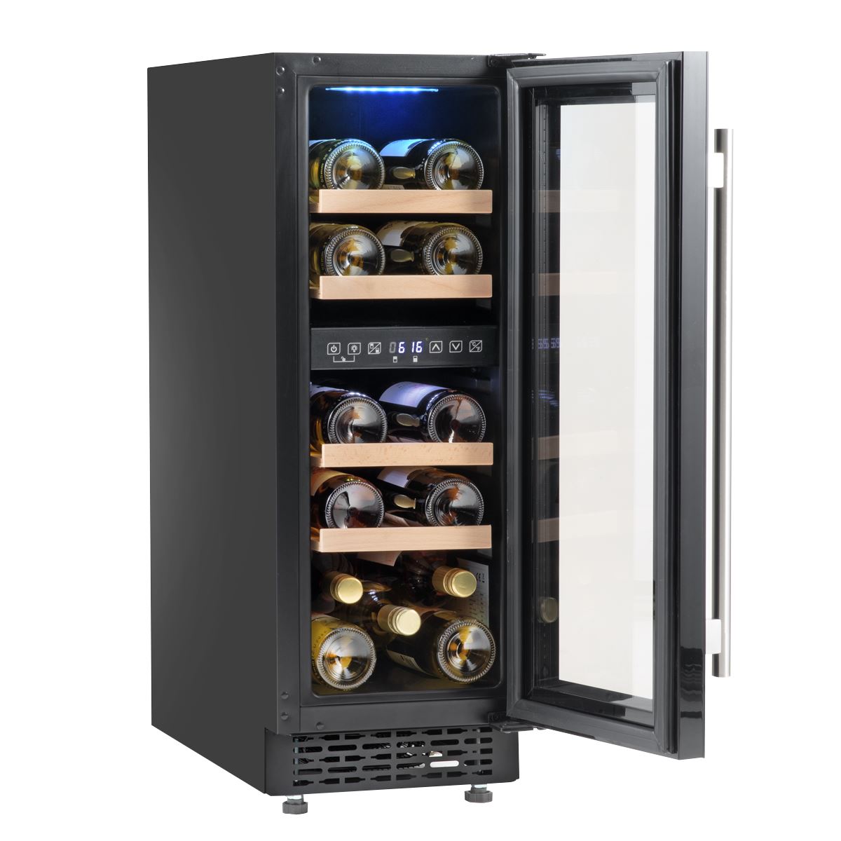 Baridi 17 Bottle Dual Zone Slim 30cm Wine Cooler, Touch Screen, Black